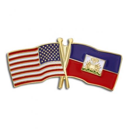 USA and Haiti Flag Pin 