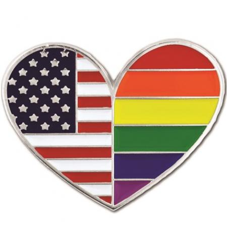 Gay Pride USA Heart Pin 