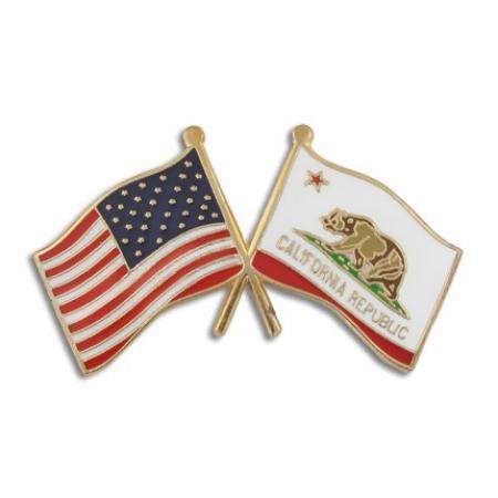 California and USA Crossed Flag Pin 