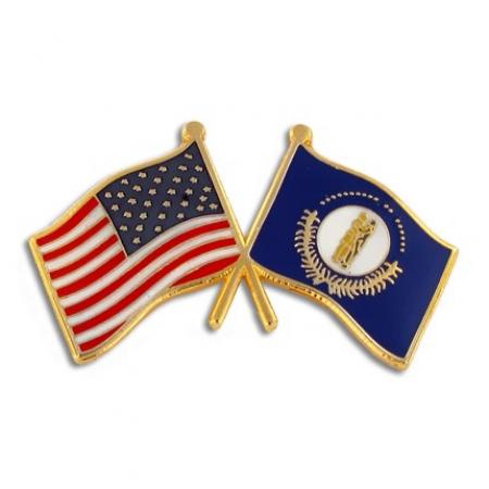 Kentucky and USA Crossed Flag Pin 