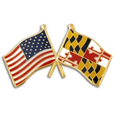 Maryland and USA Crossed Flag Pin 