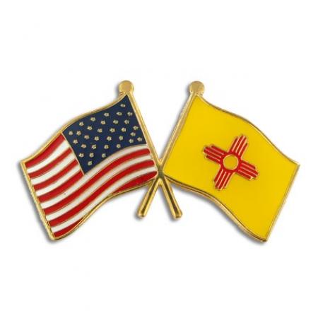 New Mexico and USA Crossed Flag Pin 