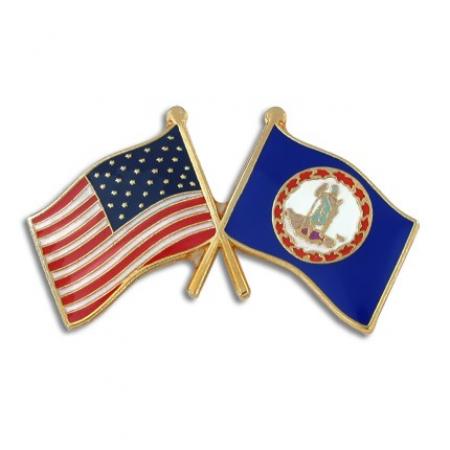 Virginia and USA Crossed Flag Pin 