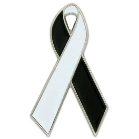 White and Black Awareness Ribbon Pin 