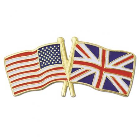 USA and United Kingdom Flag Pin 