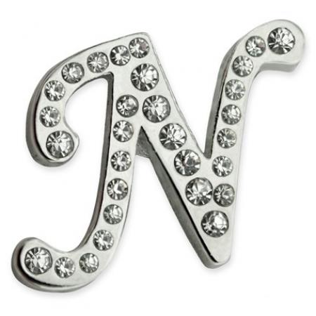 Rhinestone Letter N Pin 