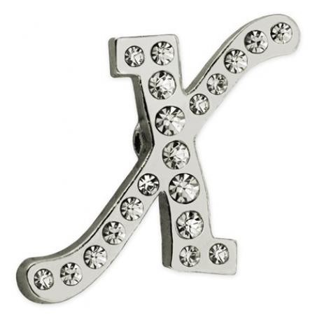 Rhinestone Letter X Pin 