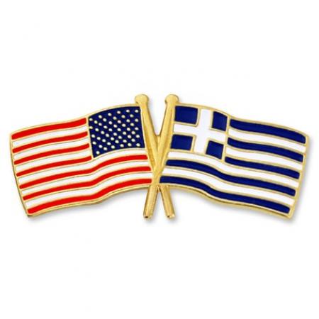 USA and Greece Flag Pin 