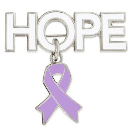 Hope Pin with Lavender Ribbon Charm 