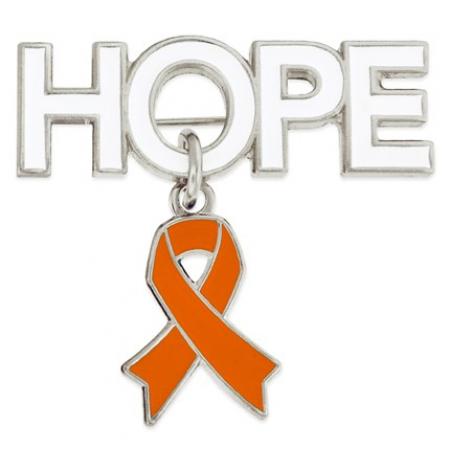 Hope Pin with Orange Ribbon Charm 