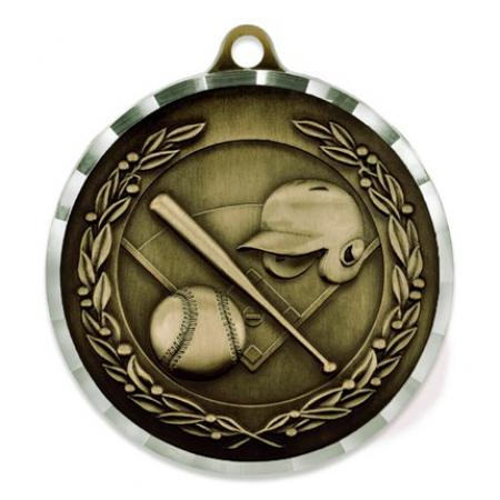 2” Diamond Cut Baseball Medal - Engravable 