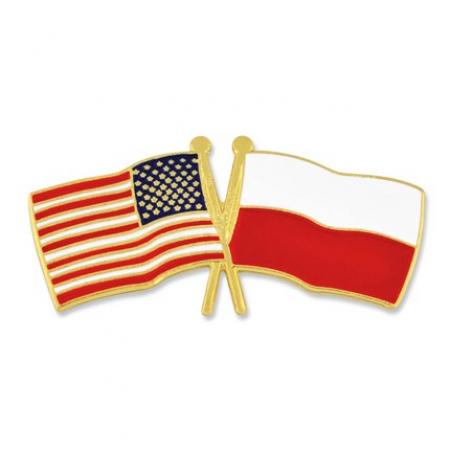 USA and Poland Flag Pin 