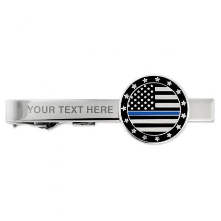 Blue Line Tie Clip on card Engravable 