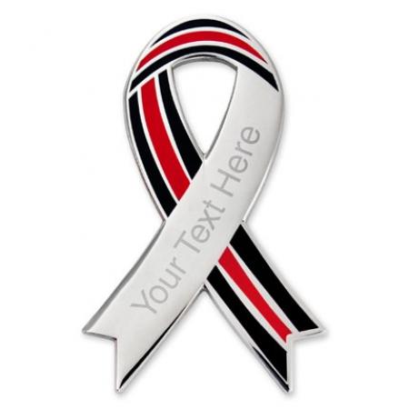 Engravable Thin Red Line Ribbon Lapel Pin 