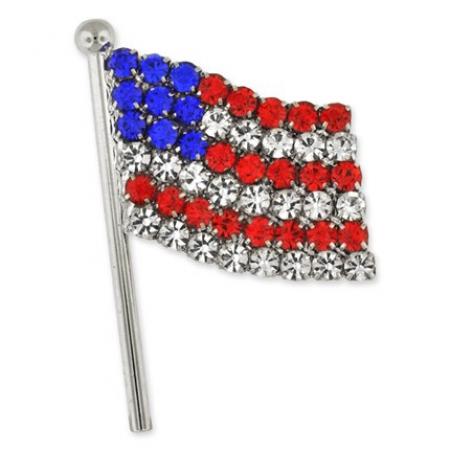 Rhinestone American Flag Pin 