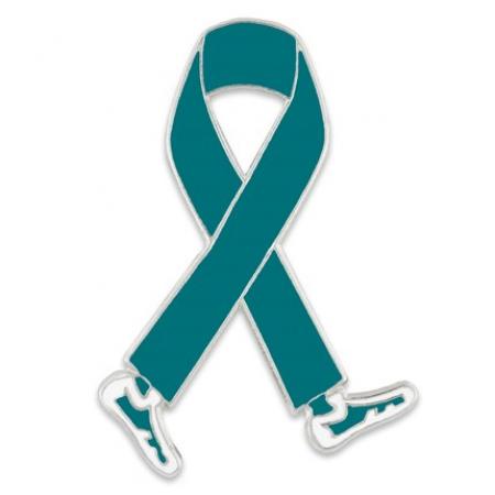 Walking Teal Ribbon Pin 