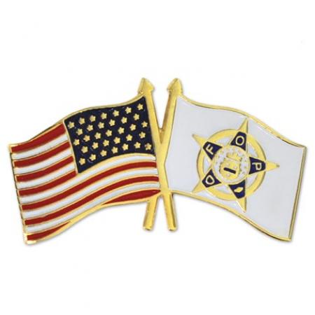 Police and American Flag Pin 