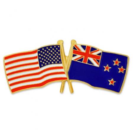 USA and New Zealand Flag Pin 