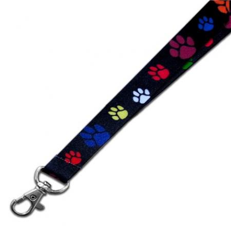 Multi-Colored Paw Print Lanyard 