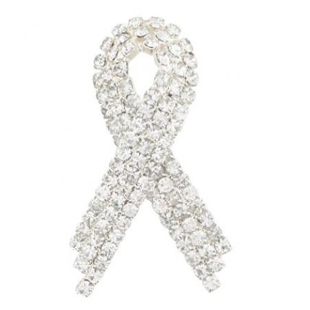 Clear Rhinestone Ribbon Pin 