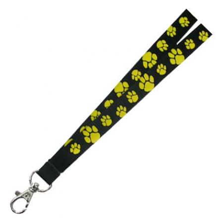 Paw Print Lanyard - Black & Gold 