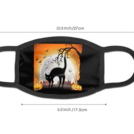 Mouth Mask Spooky Black Cat with Halloween Pumpkins Outdoor Dust Mask 