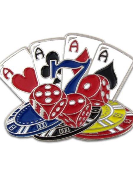 Cards Dice and Poker Chips Pin