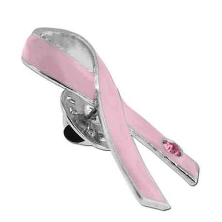     Pink Ribbon with Pink Stone Pin