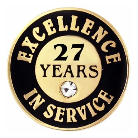     Excellence In Service Pin - 27 years