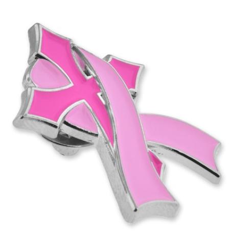     Breast Cancer Cross Ribbon Pin