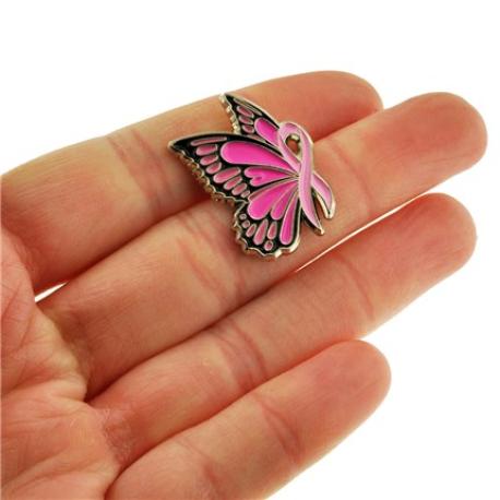     Pink Ribbon Butterfly Pin