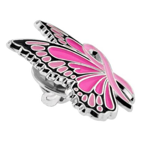     Pink Ribbon Butterfly Pin