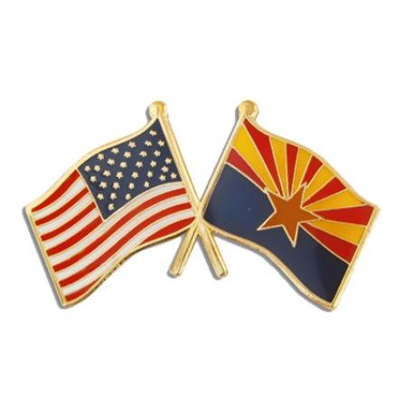     Arizona and USA Crossed Flag Pin