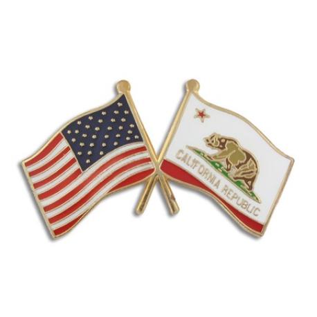     California and USA Crossed Flag Pin