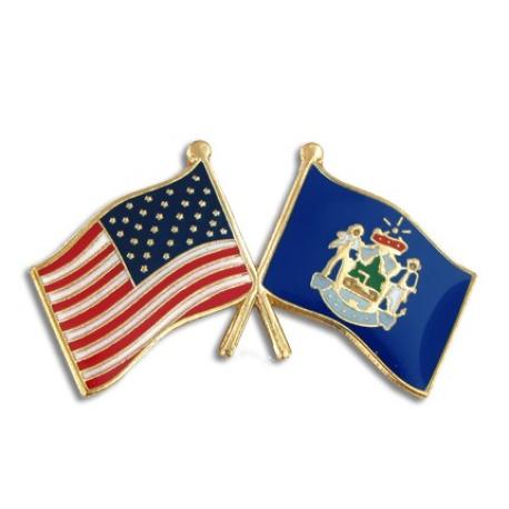     Maine and USA Crossed Flag Pin