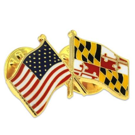     Maryland and USA Crossed Flag Pin