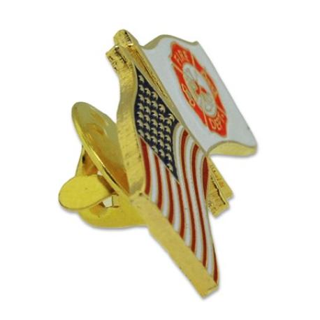     Fire Department and American Flag Lapel Pin