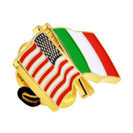     USA and Italy Flag Pin