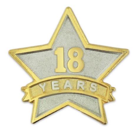     Years of Service Star Pin - 18 Years