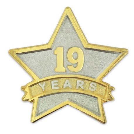     Years of Service Star Pin - 19 Years