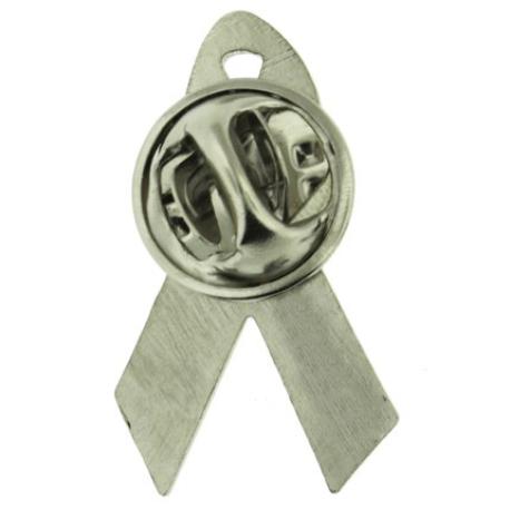     White and Black Awareness Ribbon Pin