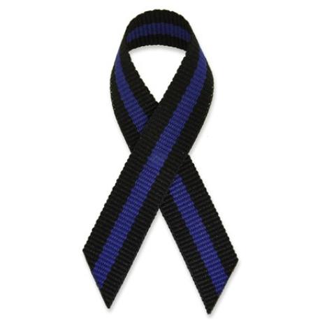     Black with Blue Stripe Cloth Ribbon Pin Pack of 25