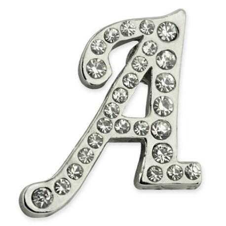     Rhinestone Letter A Pin