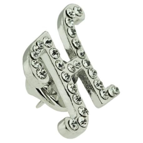     Rhinestone Letter H Pin