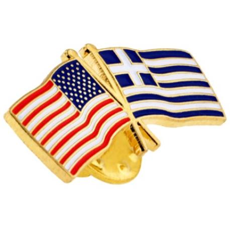     USA and Greece Flag Pin