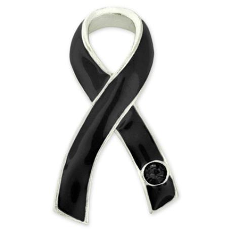     Black Ribbon with Black Stone Pin