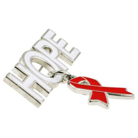     Hope Pin with Red Ribbon Charm