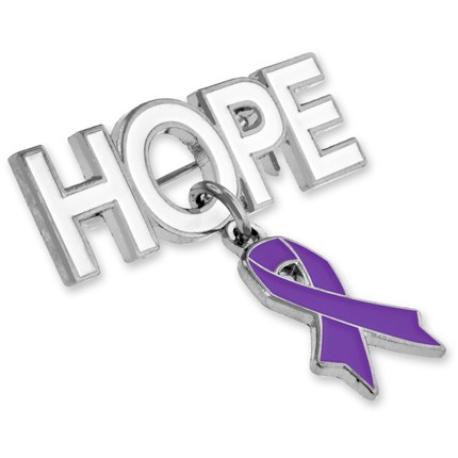     Hope Pin with Purple Ribbon Charm