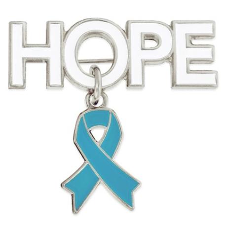     Hope Pin with Light Blue Ribbon Charm