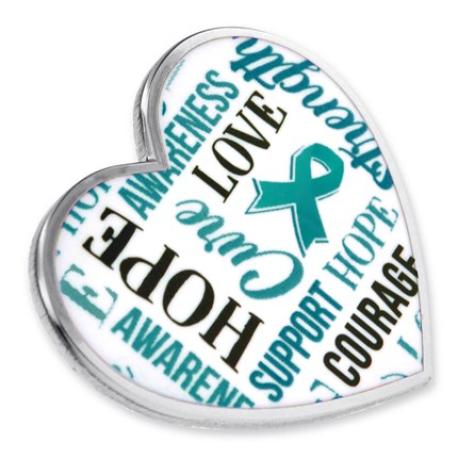     Teal Heart Awareness Words Pin